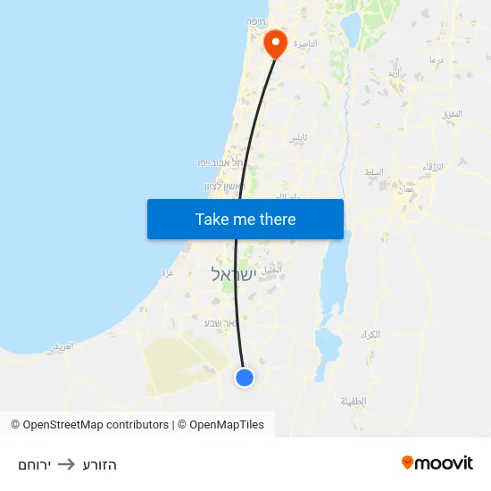 ירוחם to הזורע map