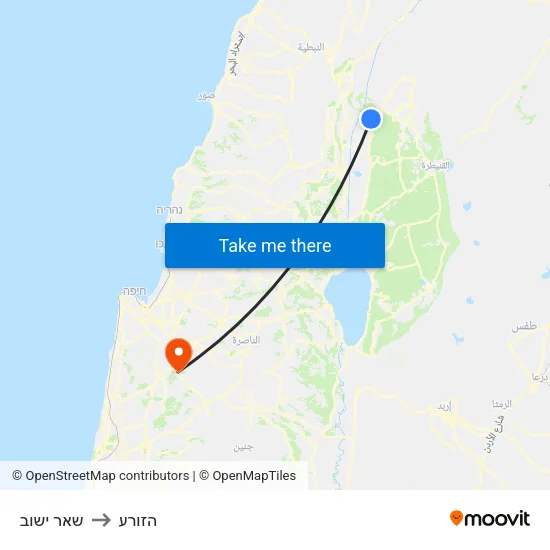 שאר ישוב to הזורע map