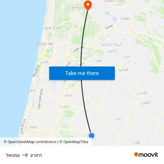עמנואל to הזורע map