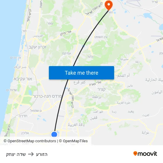 שדה יצחק to הזורע map