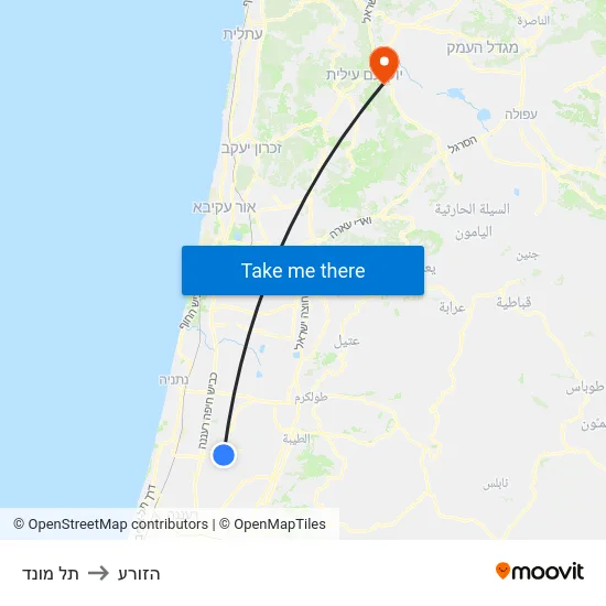 תל מונד to הזורע map