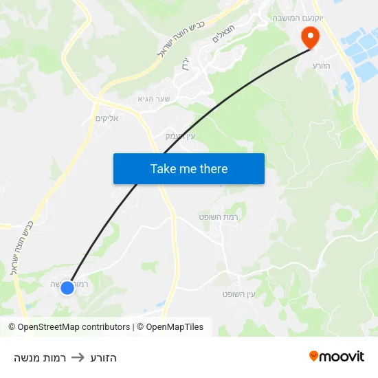 רמות מנשה to הזורע map