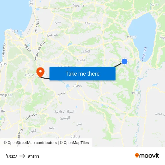 יבנאל to הזורע map