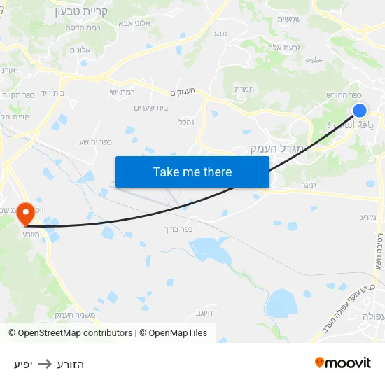 יפיע to הזורע map