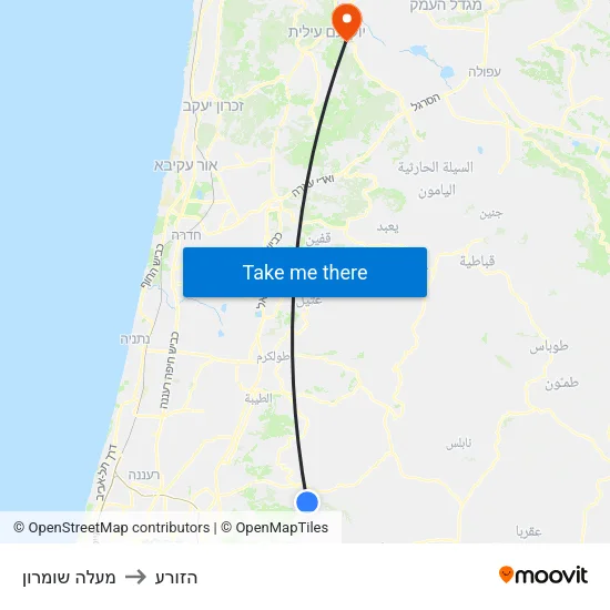 מעלה שומרון to הזורע map