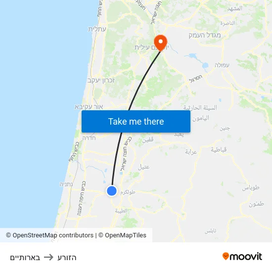 בארותיים to הזורע map