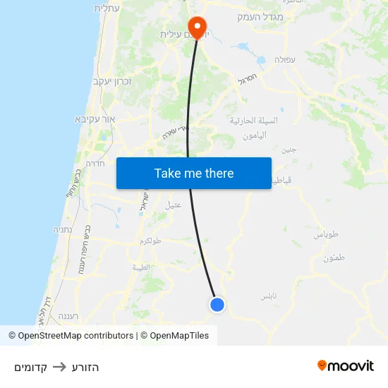 קדומים to הזורע map