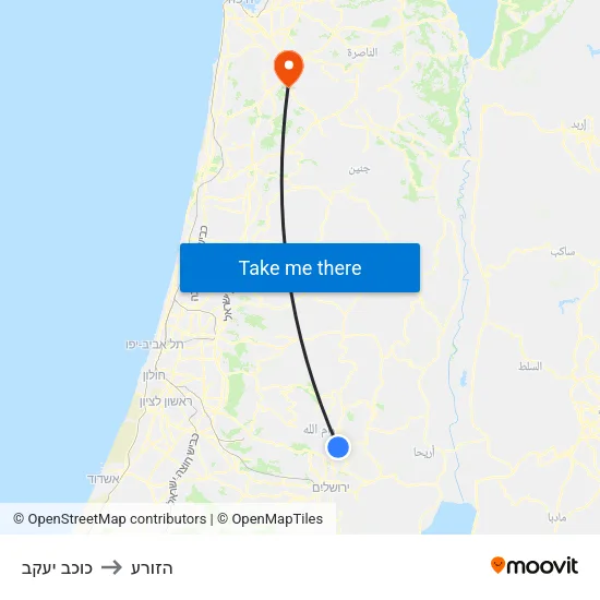 כוכב יעקב to הזורע map