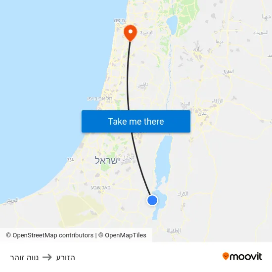 נווה זוהר to הזורע map