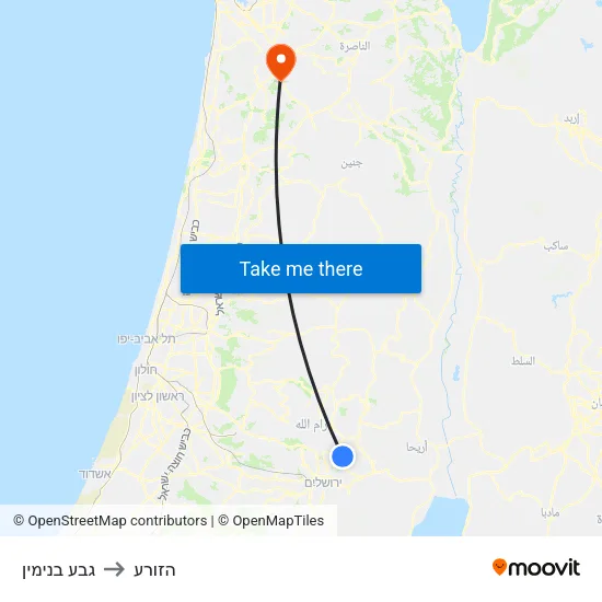 גבע בנימין to הזורע map