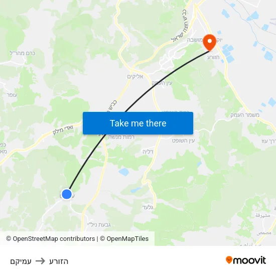 עמיקם to הזורע map