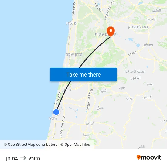 בת חן to הזורע map