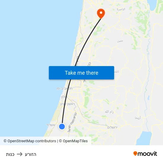 כנות to הזורע map