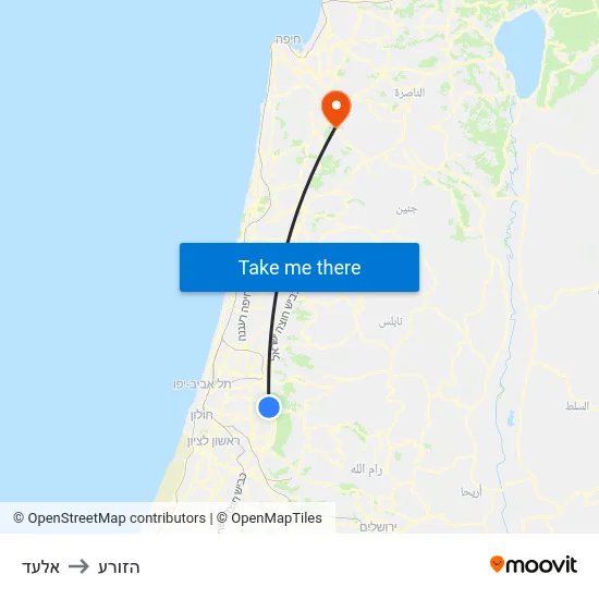 אלעד to הזורע map