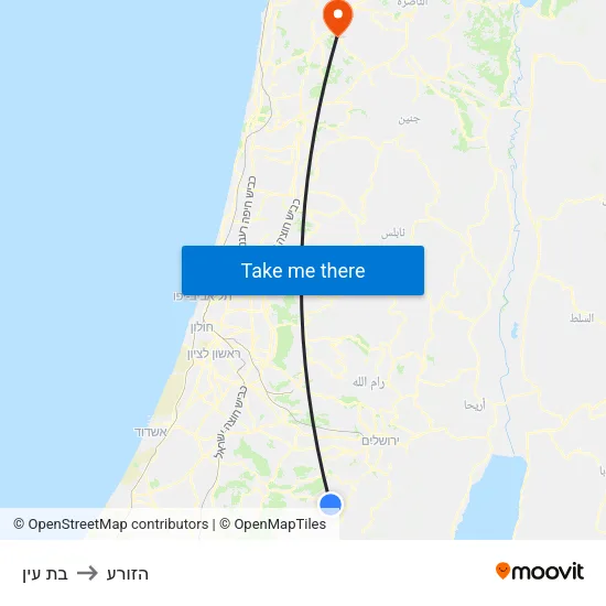 בת עין to הזורע map
