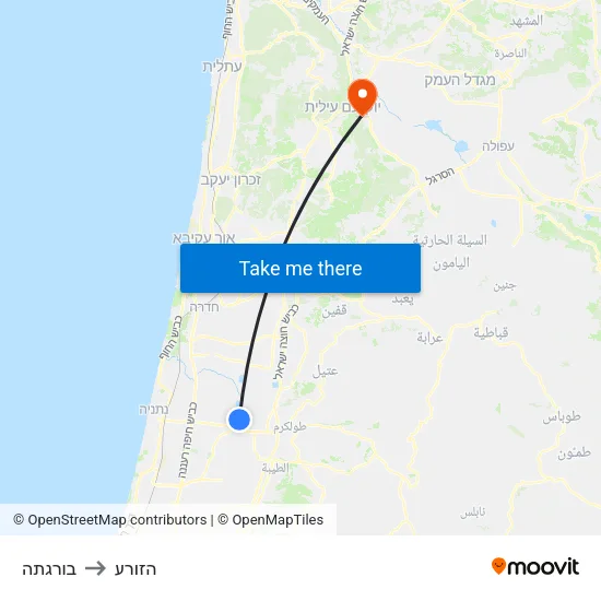 בורגתה to הזורע map