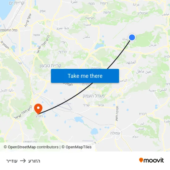עוזייר to הזורע map