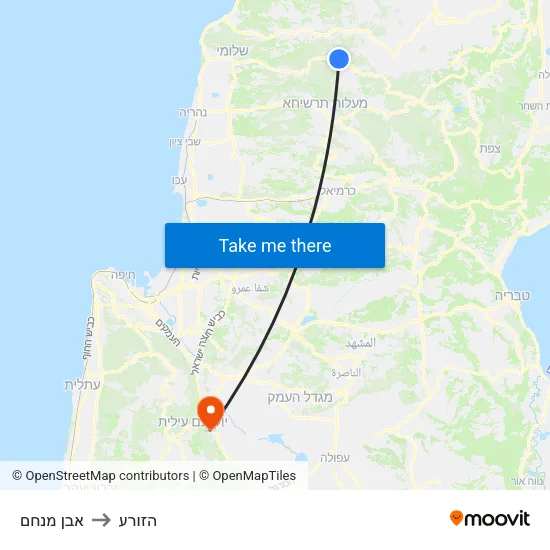 אבן מנחם to הזורע map