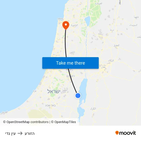 עין גדי to הזורע map