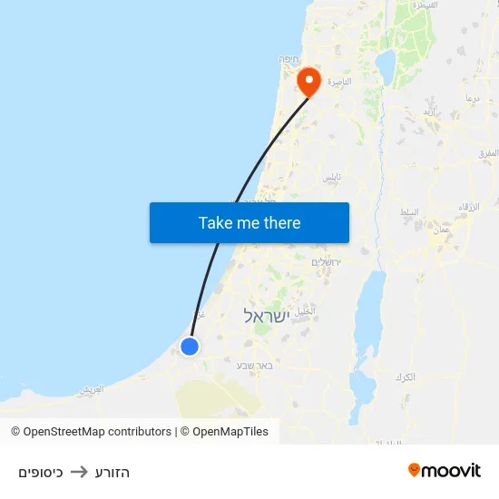 כיסופים to הזורע map