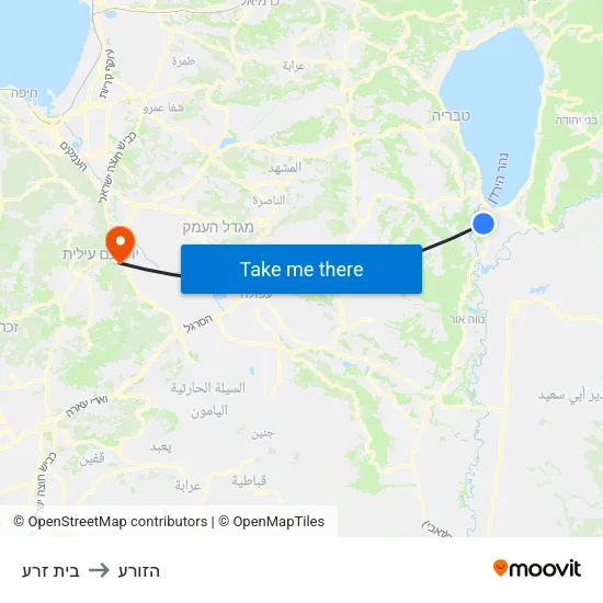 בית זרע to הזורע map