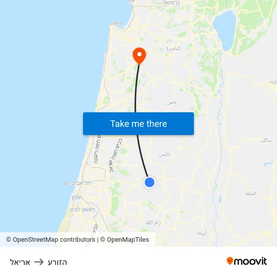 אריאל to הזורע map