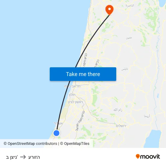 ניצן ב' to הזורע map