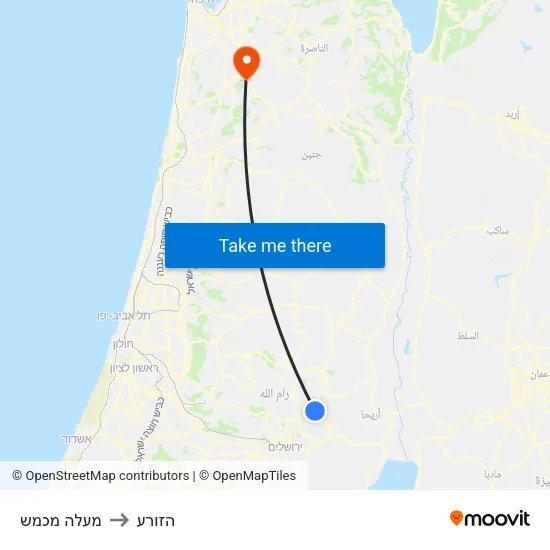 מעלה מכמש to הזורע map