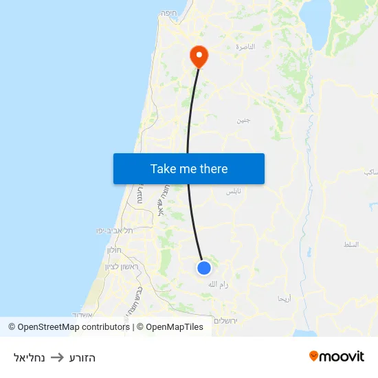 נחליאל to הזורע map