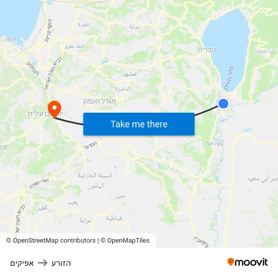 אפיקים to הזורע map