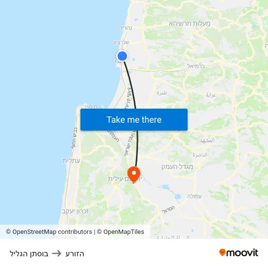בוסתן הגליל to הזורע map