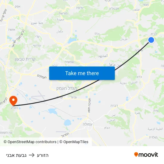 גבעת אבני to הזורע map