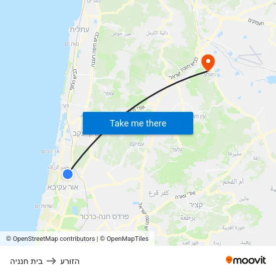 בית חנניה to הזורע map