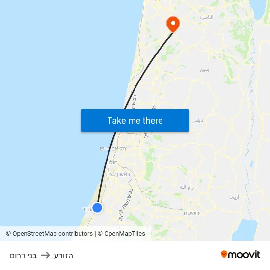בני דרום to הזורע map