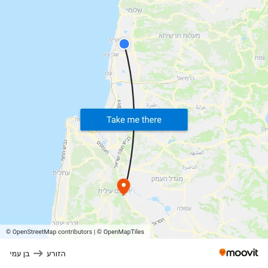 בן עמי to הזורע map