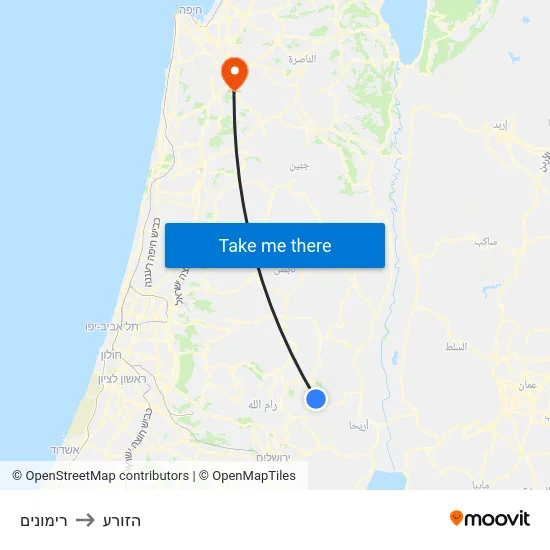 רימונים to הזורע map