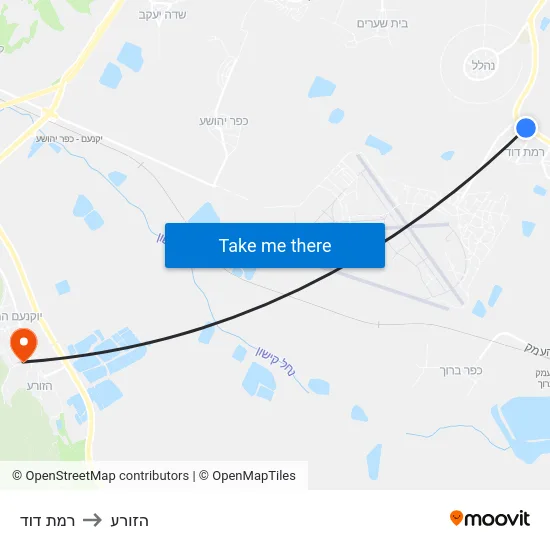 רמת דוד to הזורע map