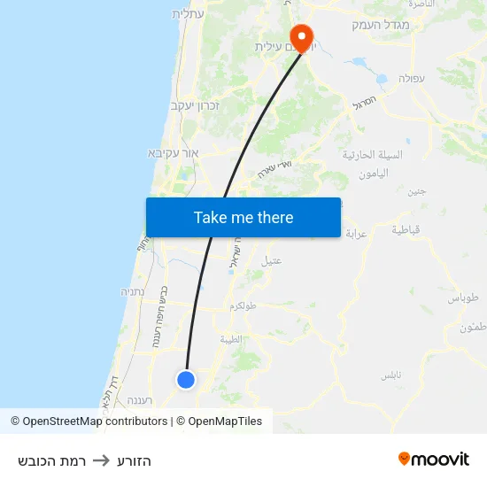 רמת הכובש to הזורע map