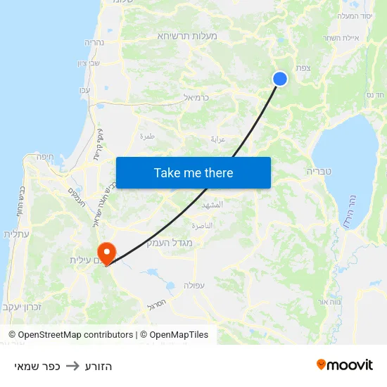 כפר שמאי to הזורע map