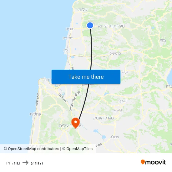 נווה זיו to הזורע map