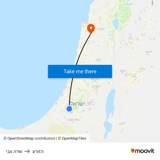 שדה צבי to הזורע map