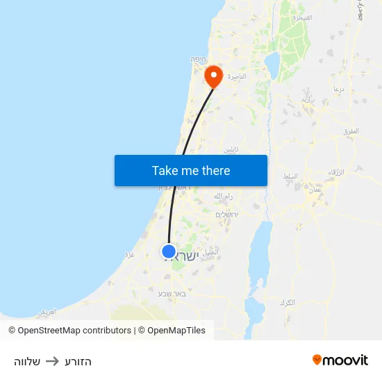 שלווה to הזורע map
