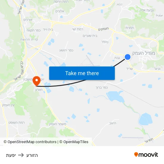 יפעת to הזורע map