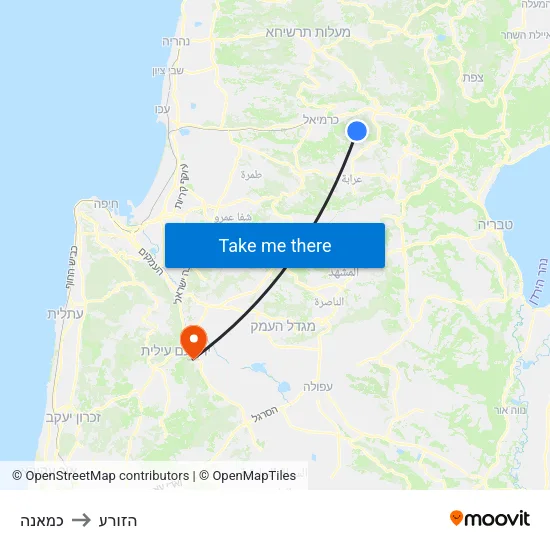 כמאנה to הזורע map