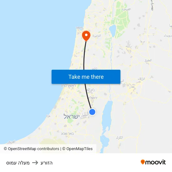 מעלה עמוס to הזורע map