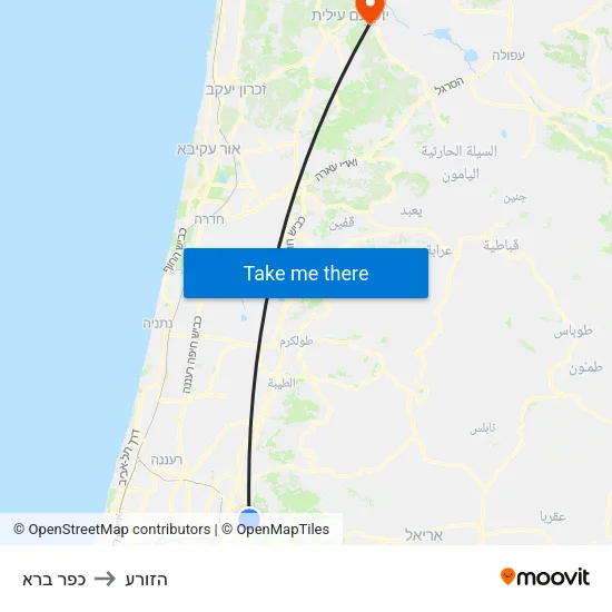 כפר ברא to הזורע map