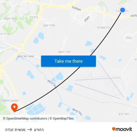 מנשית זבדה to הזורע map