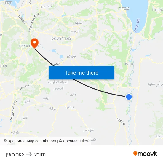 כפר רופין to הזורע map
