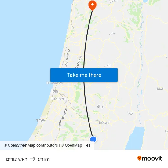 ראש צורים to הזורע map