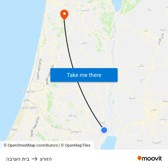 בית הערבה to הזורע map